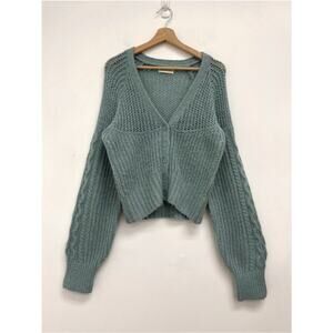 NICHOLAS Camilla Chunky Cable Open-Knit Wool Alpaca Blend Cropped Cardigan Med
